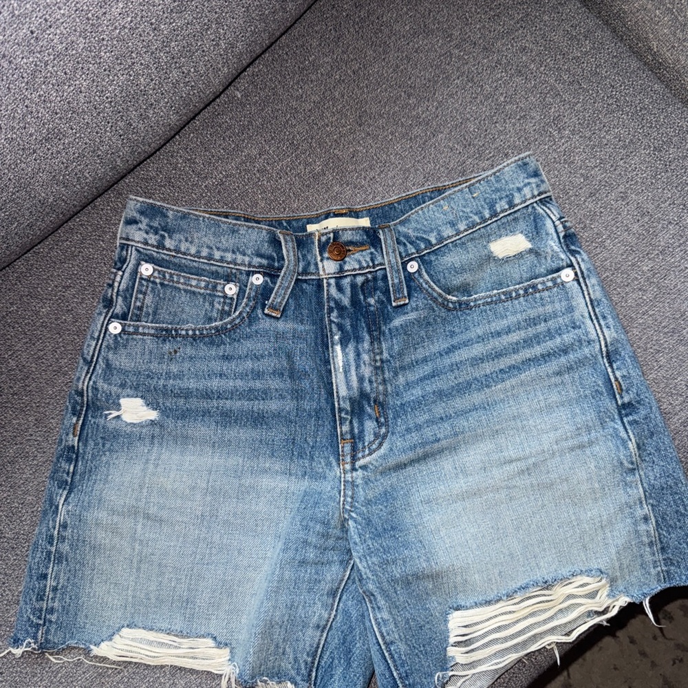 Madewell Relaxed Mid Length Distressed Shorts